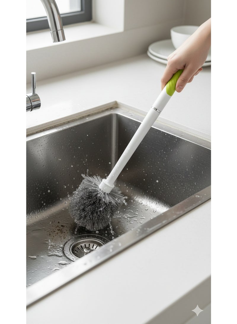 Multi-Function Deep Cleaning Brush for Bathrooms, Kitchens, Toilets, Sinks, Hard-to-Reach Corners, and Narrow Crevices, Long 41cm Ergonomic Anti-Slip Handle in White and Lime Green, Flexible High-Quality Bristles for Deep Stain Removal, 360-Degree Cleaning Coverage, Durable Professional Household Cleaning Tool, Hanging Hook for Easy Storage and Quick Drying, All-Surface Safe, Long-Lasting Multi-Purpose Scrub Brush - Image 4